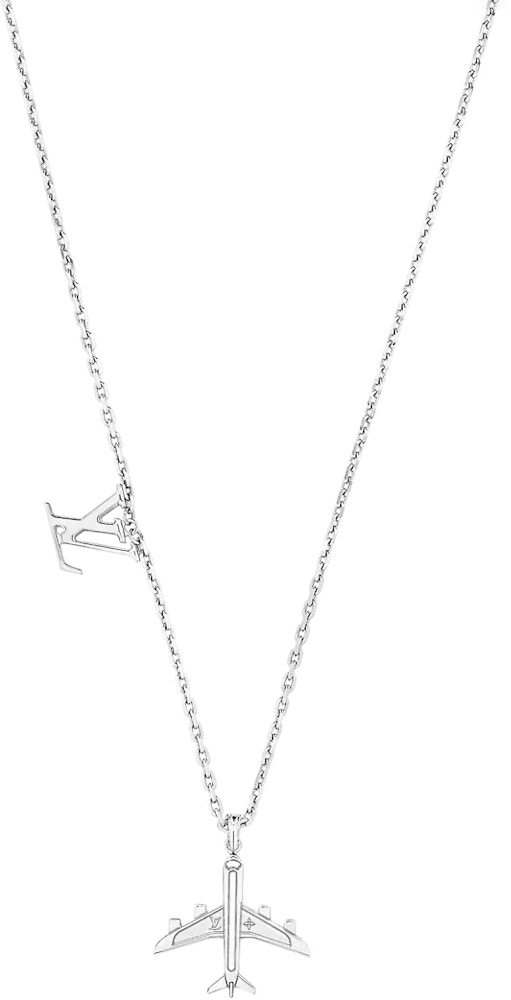 Louis Vuitton LV Plane Necklace Monogram Flower Silver - HypeAnalyzer