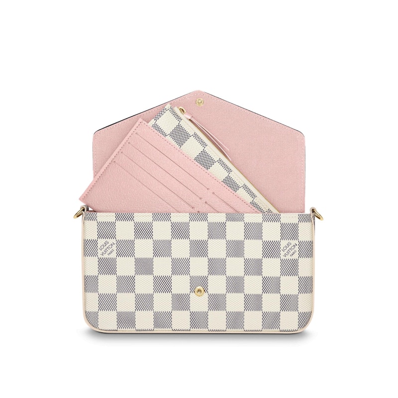 Louis Vuitton Pochette Felicie Damier Azur Rose Ballerine Lining
