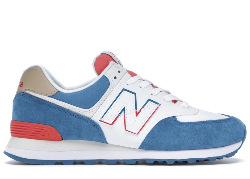 New Balance 574 White Blue Red 