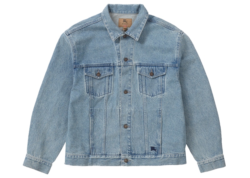 Supreme Burberry Denim Trucker Jacket Washed Blue