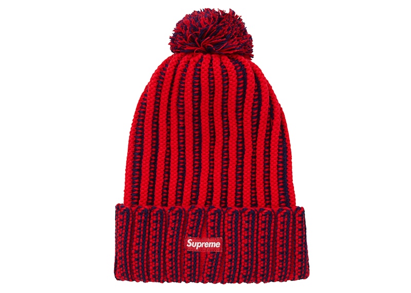 Supreme Contrast Stripe Beanie Red 