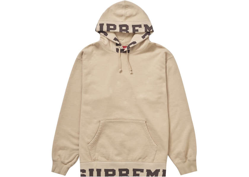 Supreme Cropped Logos Hooded Sweatshirt Tan