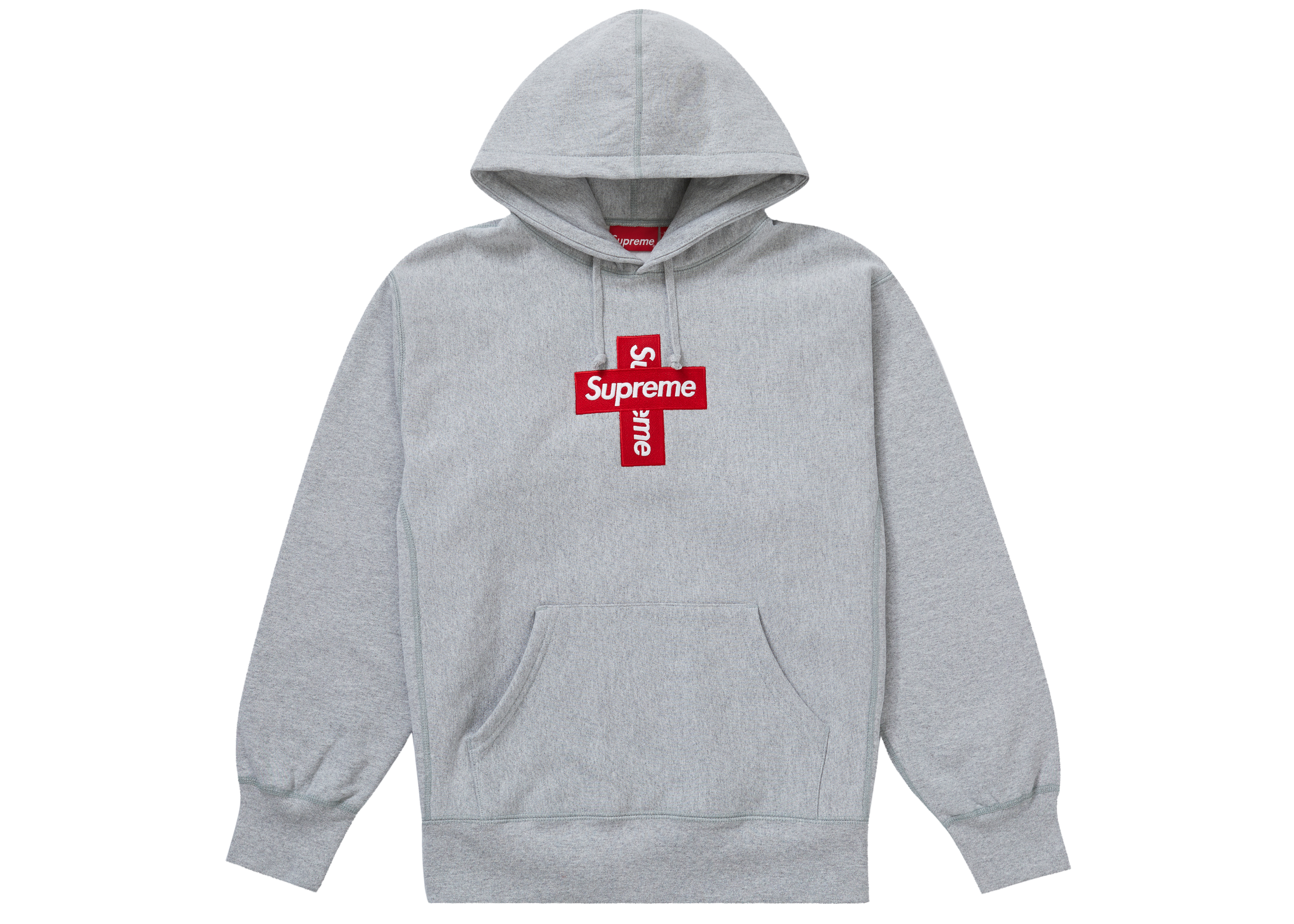 Supreme Cross Box Logo Hooded Sweatshirt Heather Grey - HypeAnalyzer