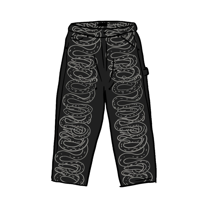 Supreme HYSTERIC GLAMOUR Snake Double Knee Denim Painter Pant Black
