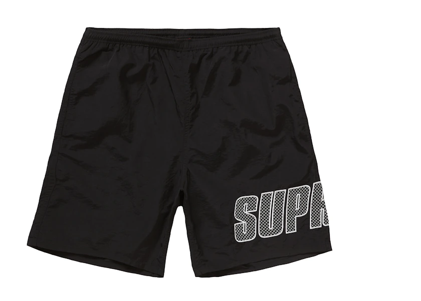 Supreme Logo Applique Water Short Black