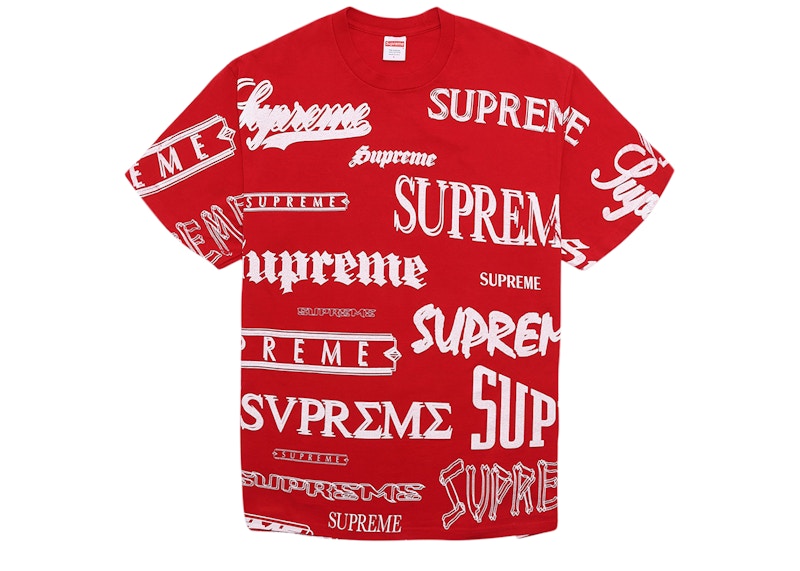 supreme multi logo tee pink