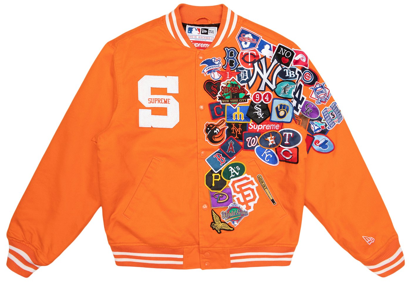 Supreme New Era MLB Varsity Jacket Orange - HypeAnalyzer