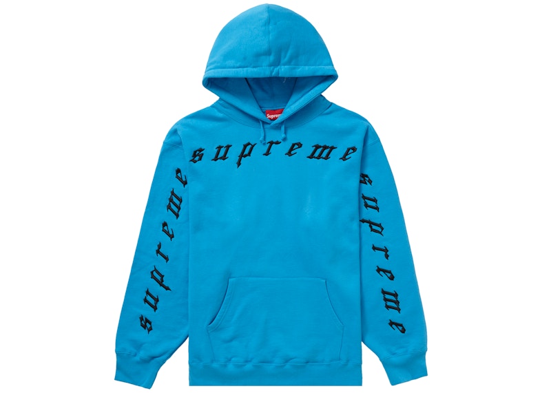 supreme sleeve embroidery hooded sweatshirt