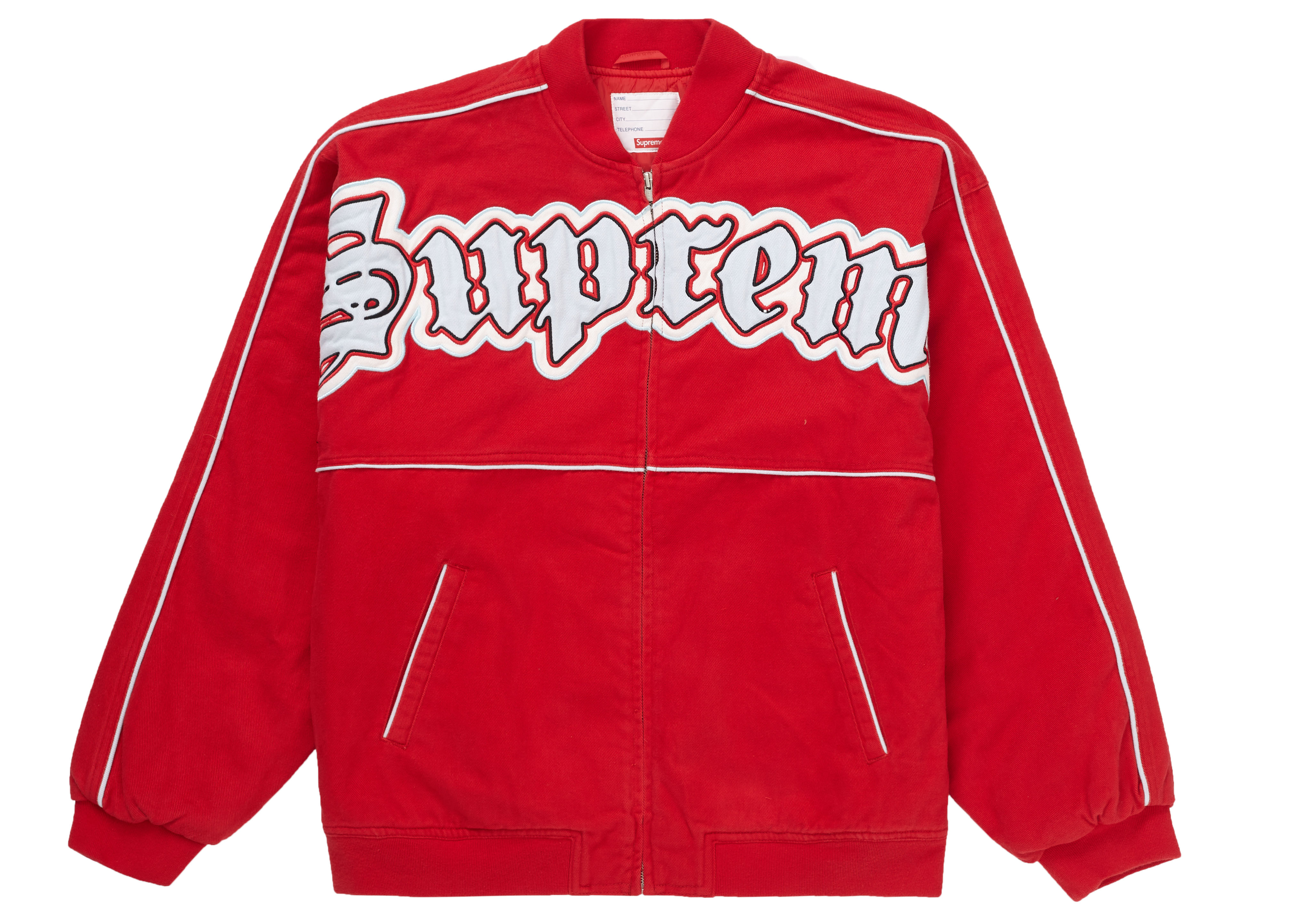 Supreme Twill Old English Varsity Jacket Red - HypeAnalyzer